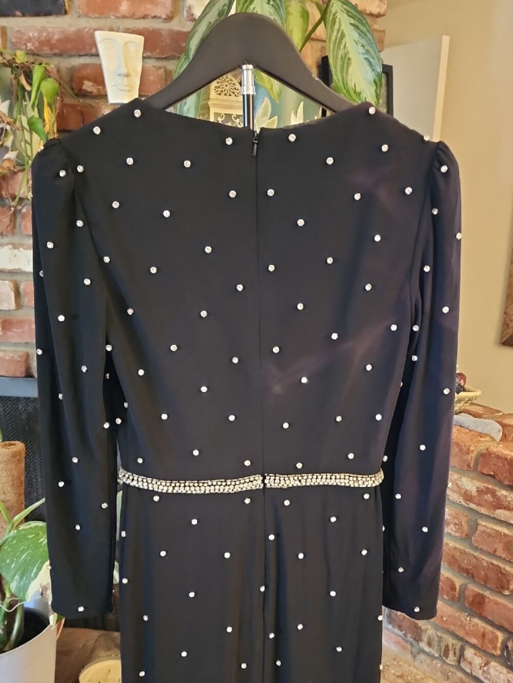 Mac Duggal 55797 Black Rhinestone Long-Sleeve V-Neck Evening Gown - Picture 9 of 10